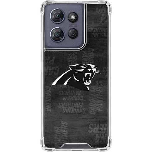NFL Carolina Panthers Black & White Moto G Play 5G (2025) Clear Case
